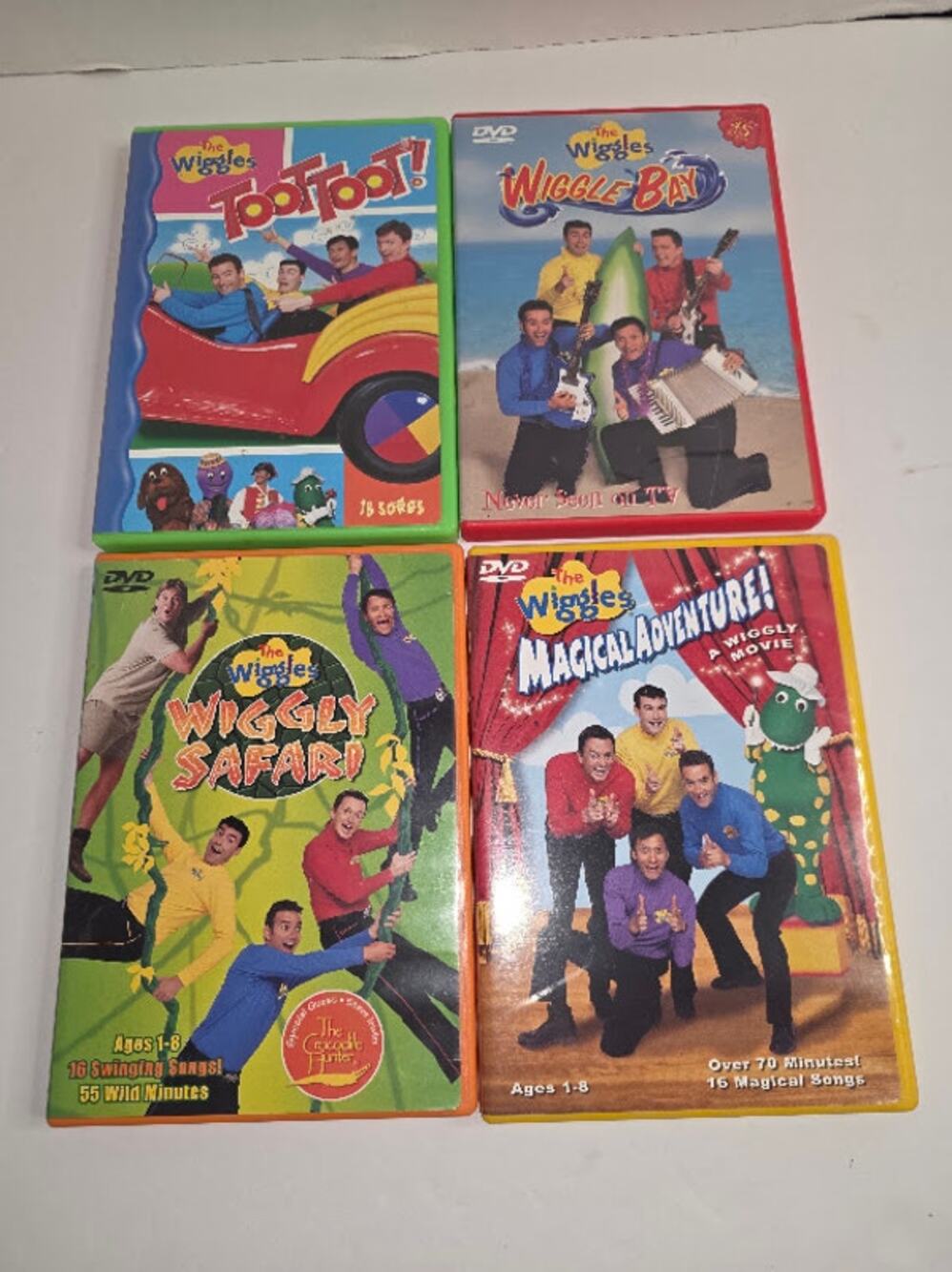 The Wiggles Vintage DVD lot of 4 Playhouse Disney Y2K Wiggly Safari Wiggly Bay